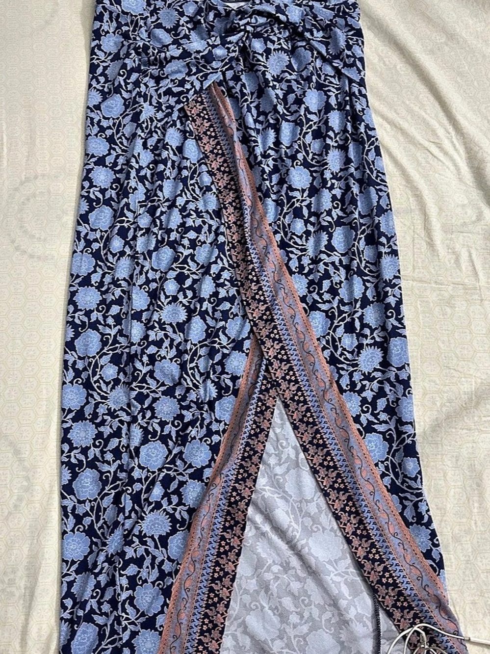 Free People It Feels Right Sarong Skirt Floral Blue Small